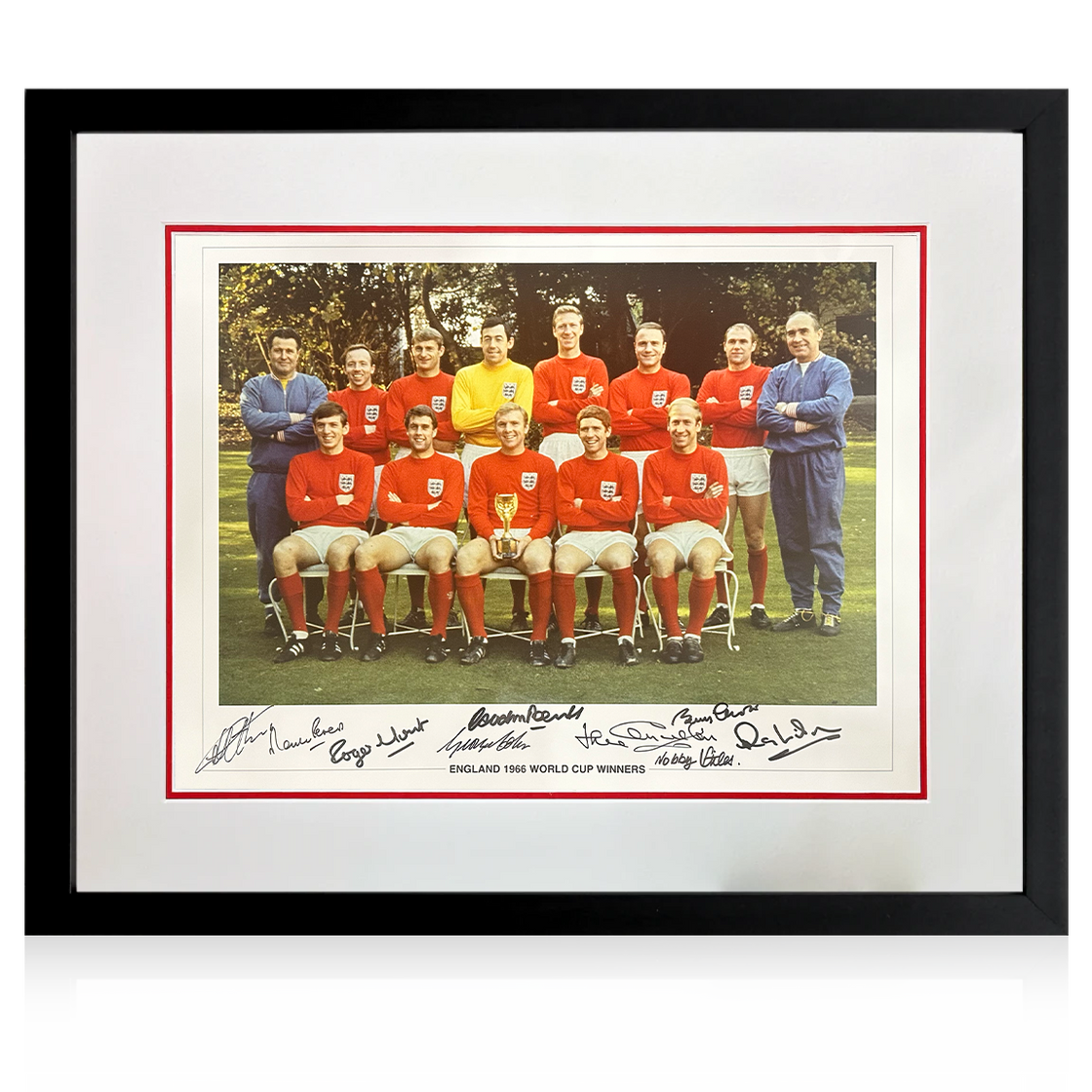 1966 England Signed By 9 Image Iconic Frame #1