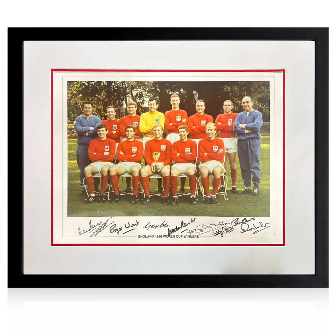 1966 England Signed By 9 Image Iconic Frame #2