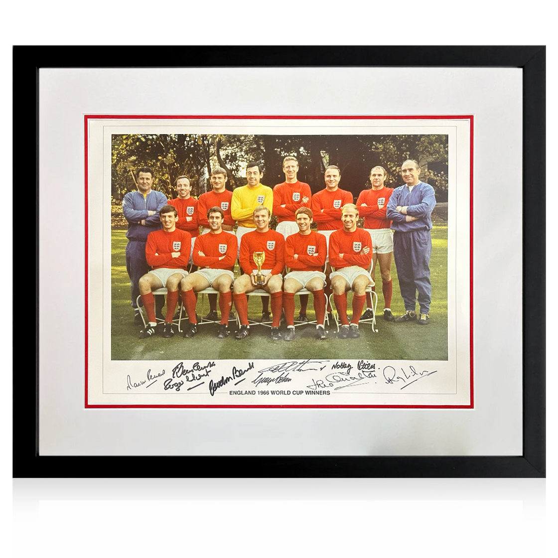 1966 England Signed By 9 Image Iconic Frame #2