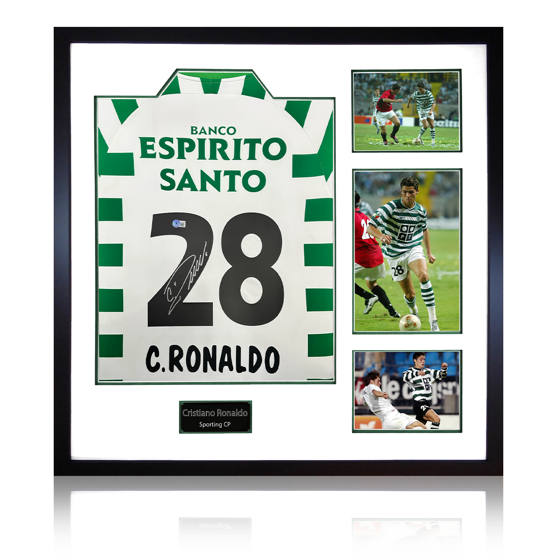 Cristiano Ronaldo Signed Sporting CP Shirt Elite Frame (Beckett)