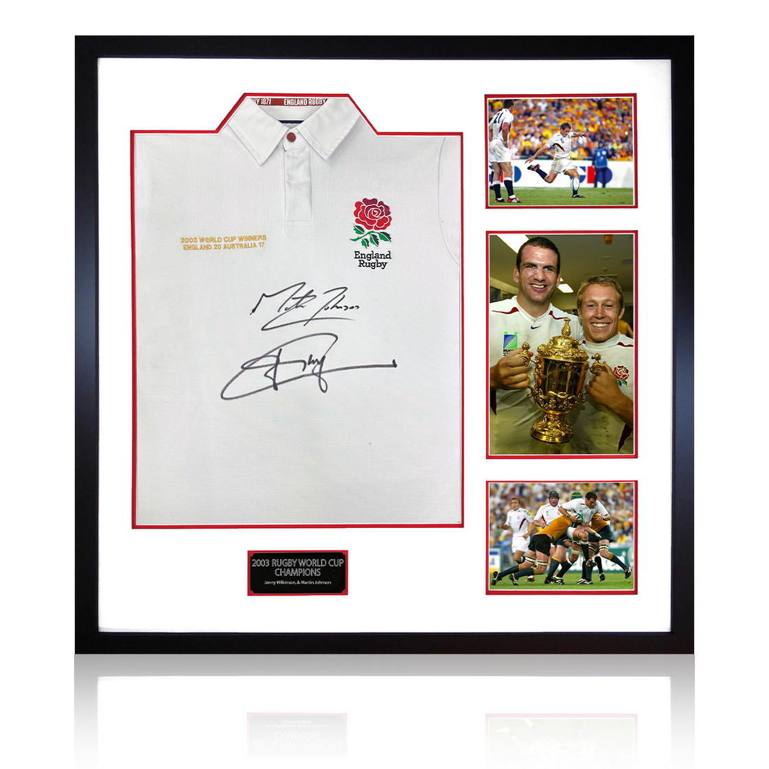 Martin Johnson & Jonny Wilkinson Signed England Rugby World Cup Winners Shirt Elite Frame