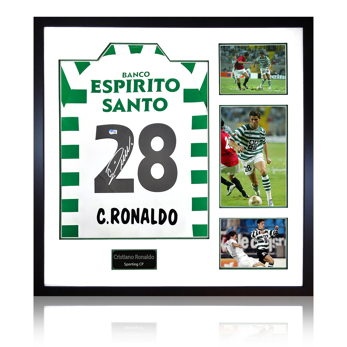 Cristiano Ronaldo Signed Sporting CP Shirt Elite Frame (Beckett)