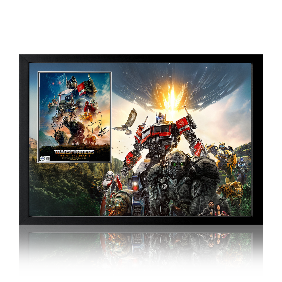 Anthony Ramos, Tobe Nwigwe, Steven Caple Jr. & Lorenzo di Bonaventura Signed Transformers Rise Of The Beasts Image Iconic Frame (AFTAL Authentication)