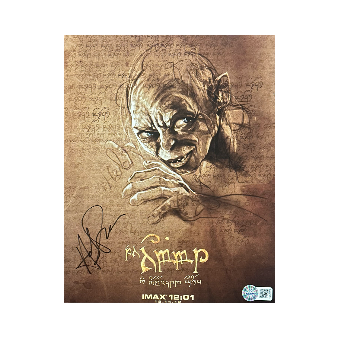 Andy Serkis Signed Gollum The Lord of The Rings 10x8 Photo 3 (AFTAL Authenticated)