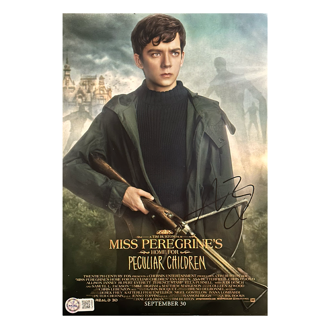 Asa Butterfield Signed Miss Peregrine's Home For Peculiar Children 12x8 Image (AFTAL Authenticated)