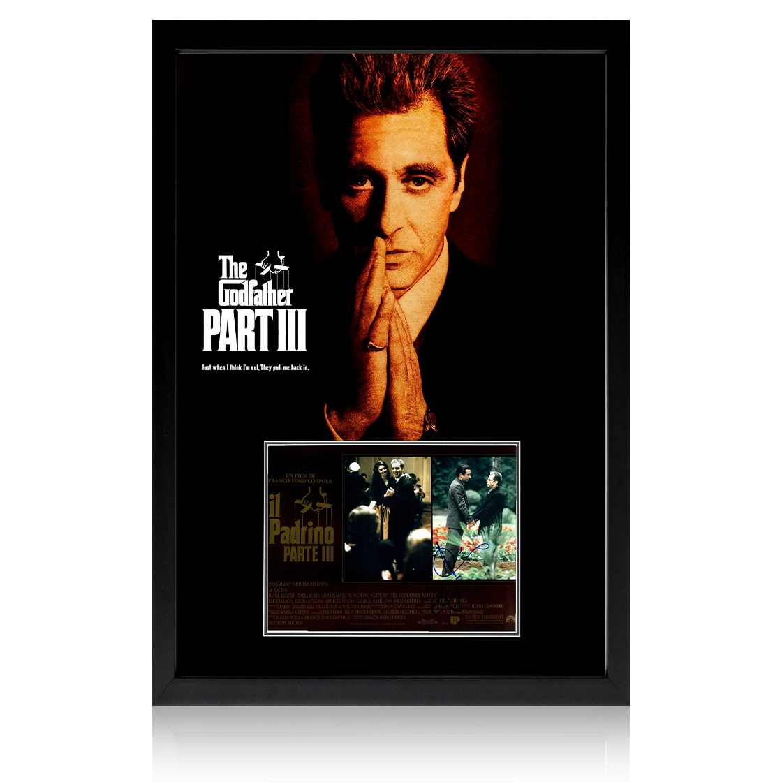 Al Pacino & Andy Garcia Signed The Godfather Part III Image Iconic Frame (AFTAL Authentication)