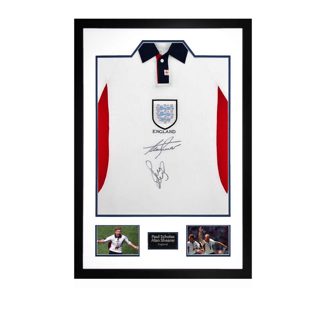 Paul Scholes & Alan Shearer Signed World Cup 98 Shirt Premium Frame