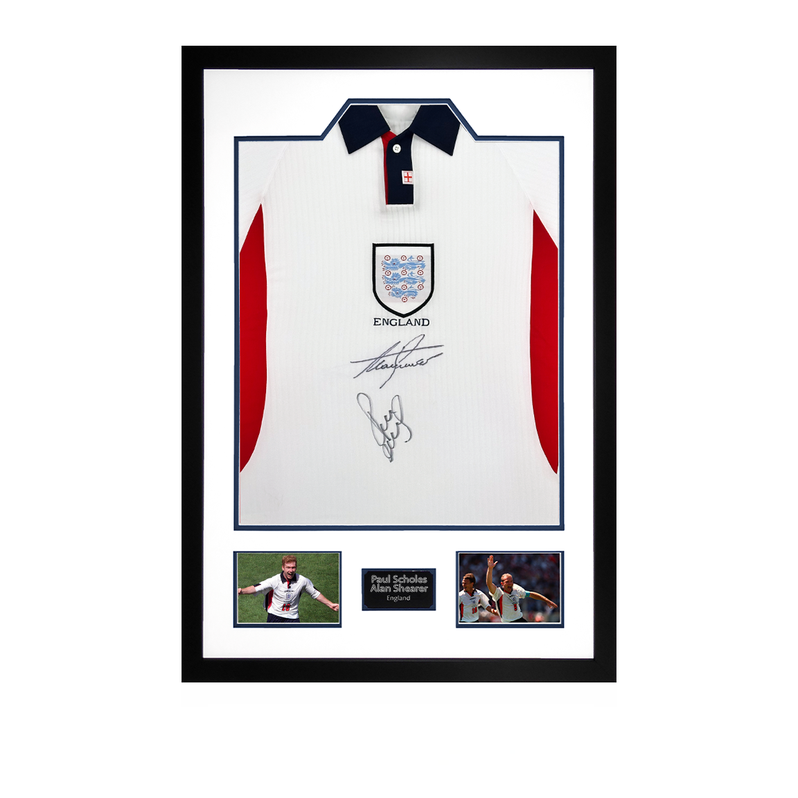 Paul Scholes & Alan Shearer Signed World Cup 98 Shirt Premium Frame ...