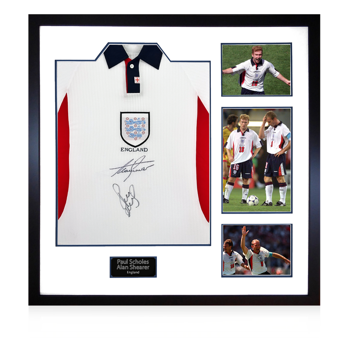 Paul Scholes & Alan Shearer Signed World Cup 98 Shirt Elite Frame