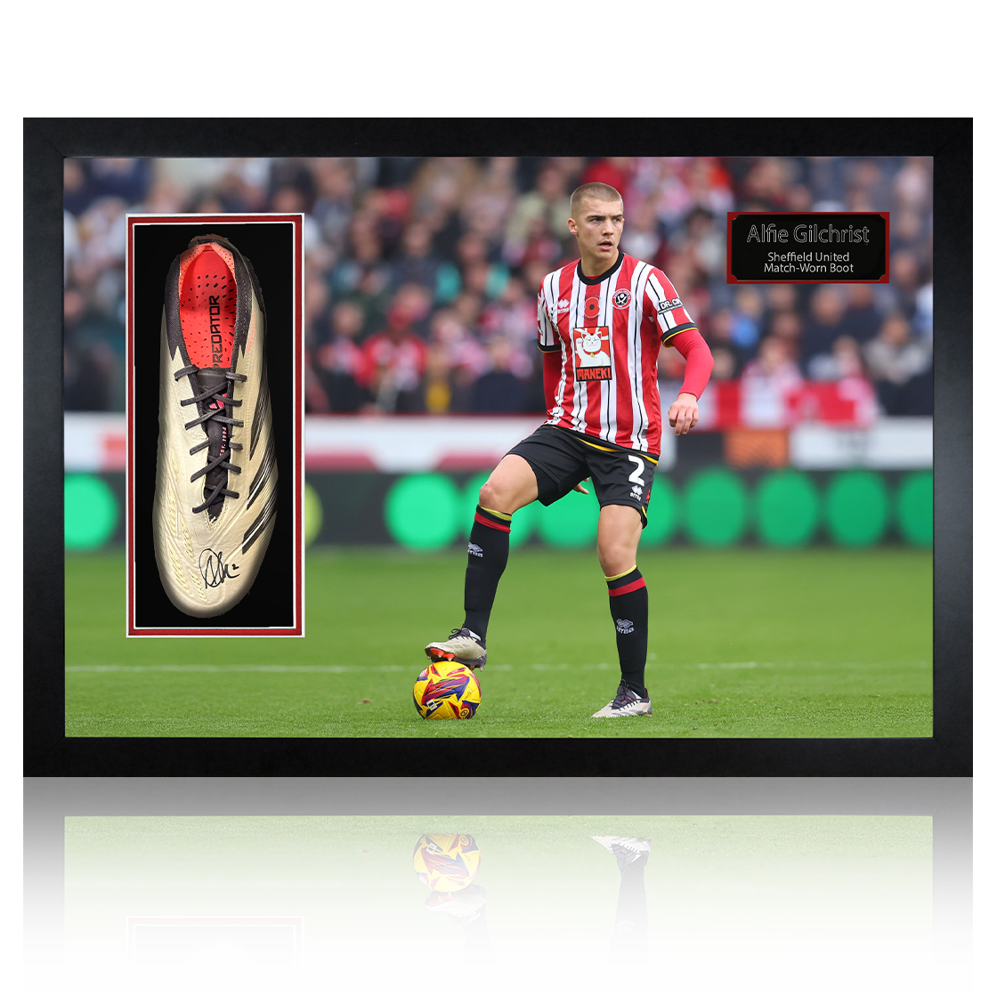 Alfie Gilchrist Signed & Match-Worn Sheffield United Boot Iconic Frame #1