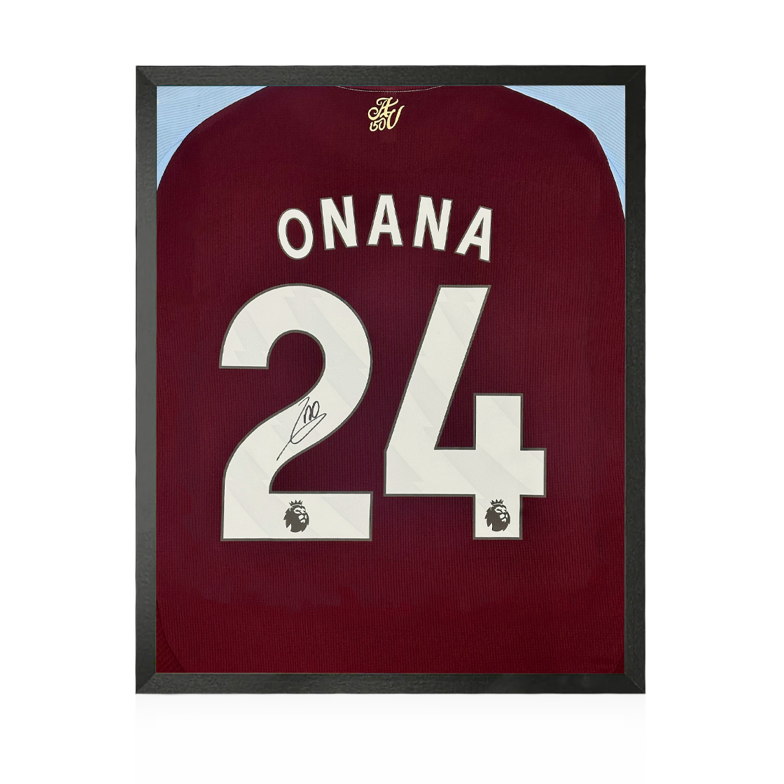 Amadou Onana Signed Aston Villa Shirt Compact Frame