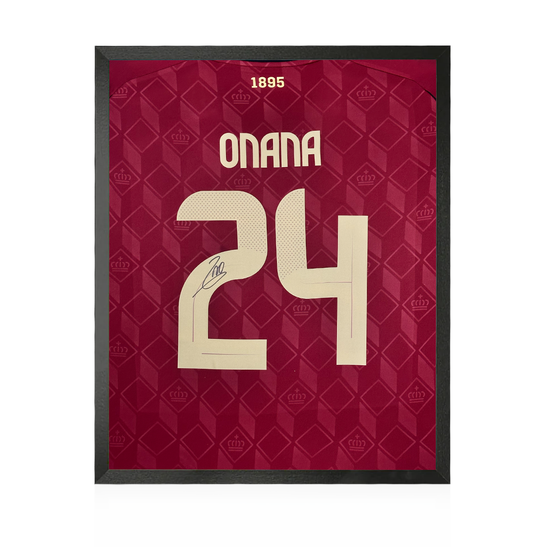 Amadou Onana Signed Belgium Shirt Compact Frame