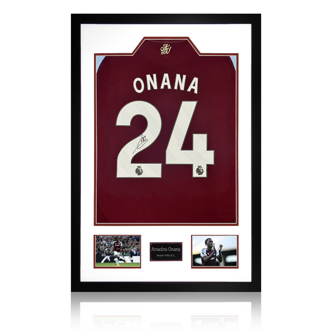 Amadou Onana Signed Aston Villa Shirt Premium Frame