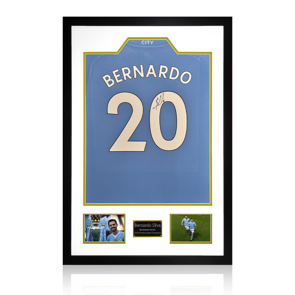 Bernardo Silva Signed Manchester City 23/24 Premier League Champions Shirt Premium Frame