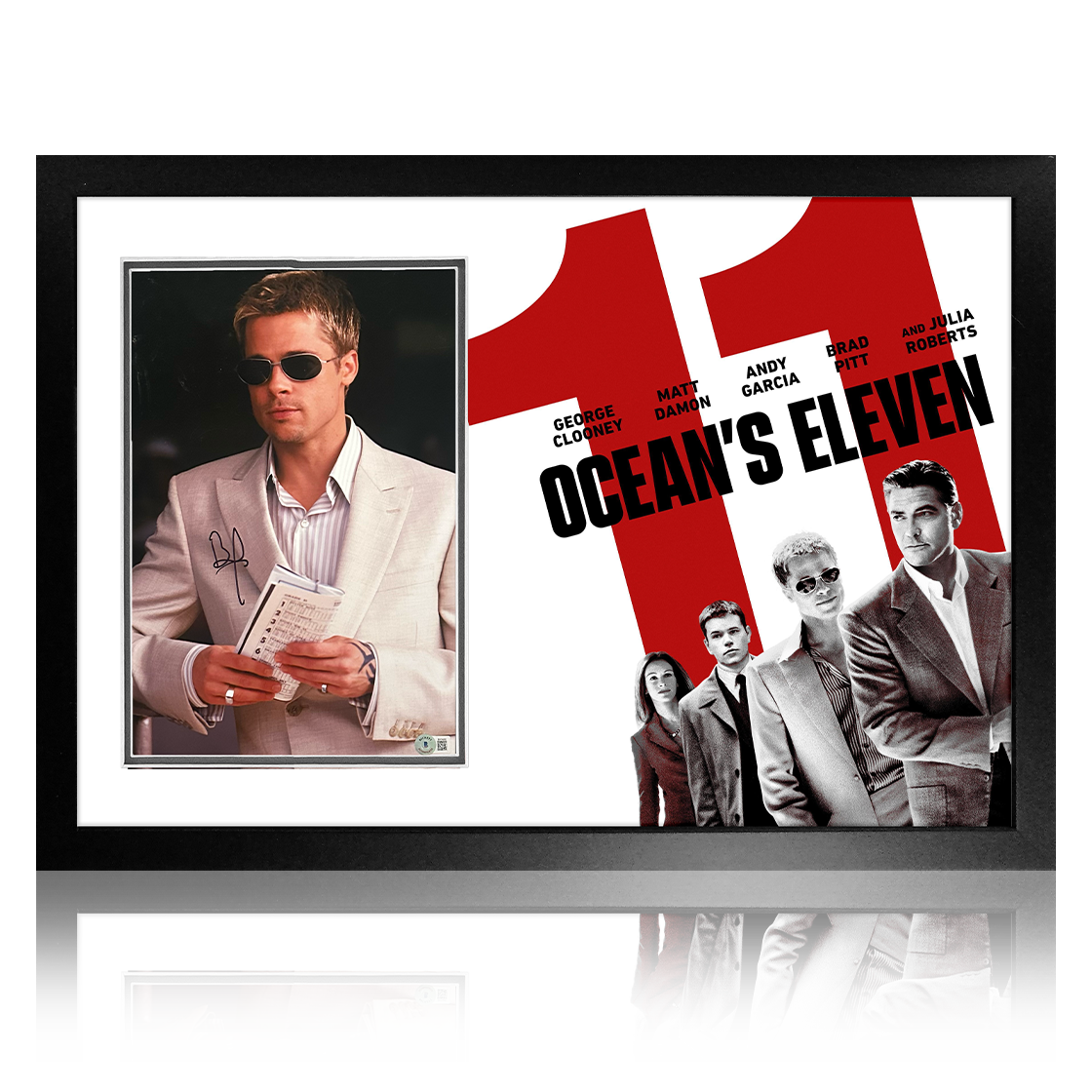 Brad Pitt Signed Ocean's Eleven Image Premium Frame (Beckett)