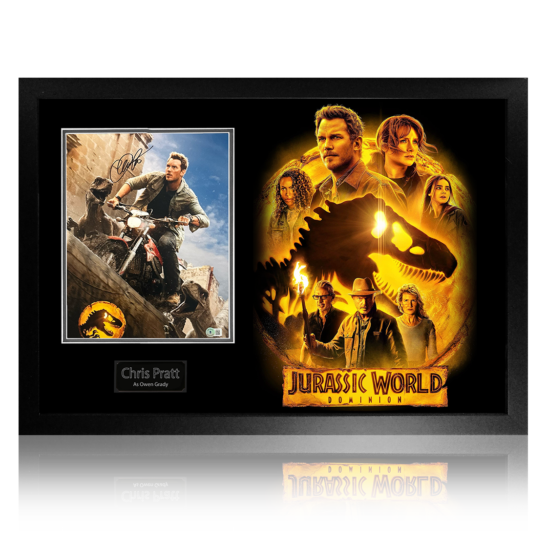 Chris Pratt Signed Jurassic World Dominion Image Premium Frame (Beckett)