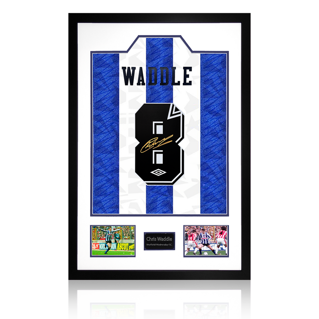 Chris Waddle Signed Sheffield Wednesday Home Shirt Premium Frame