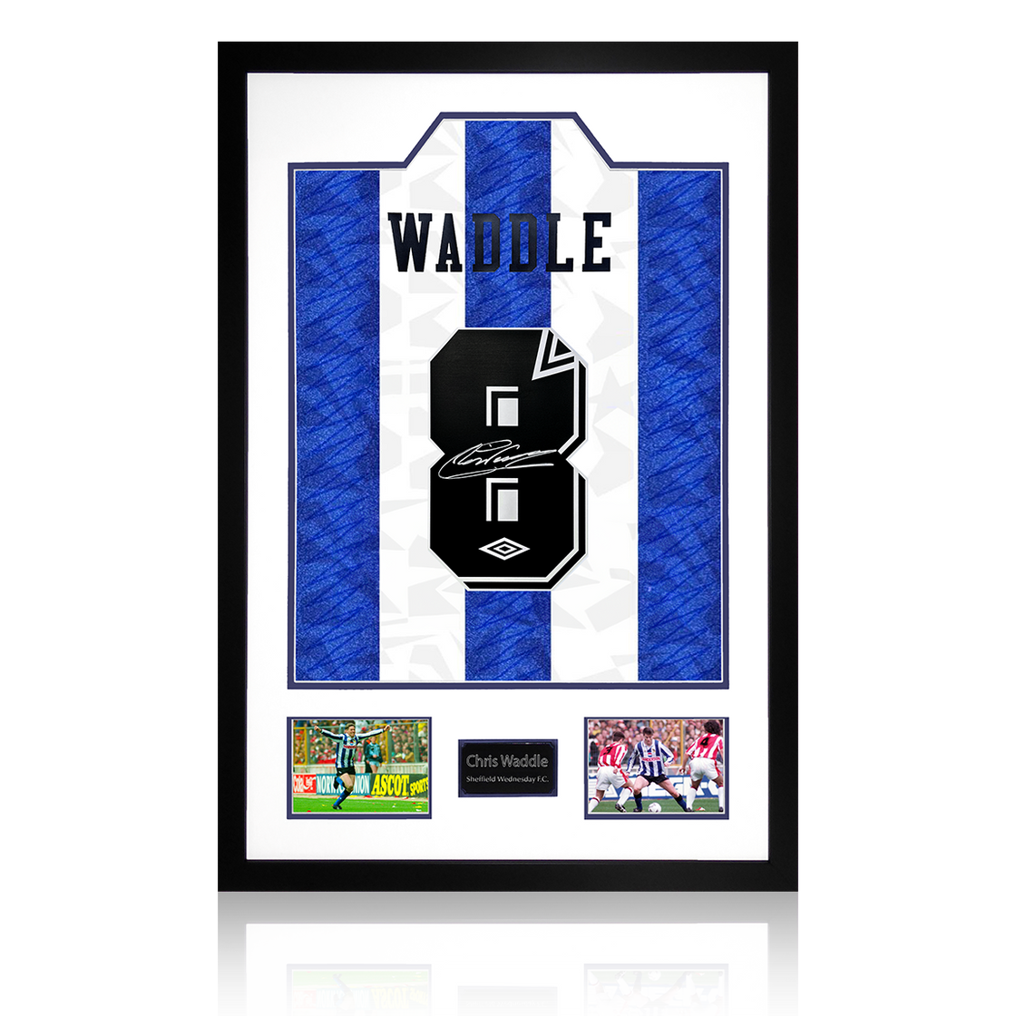 Chris Waddle Signed Sheffield Wednesday Home Shirt Premium Frame