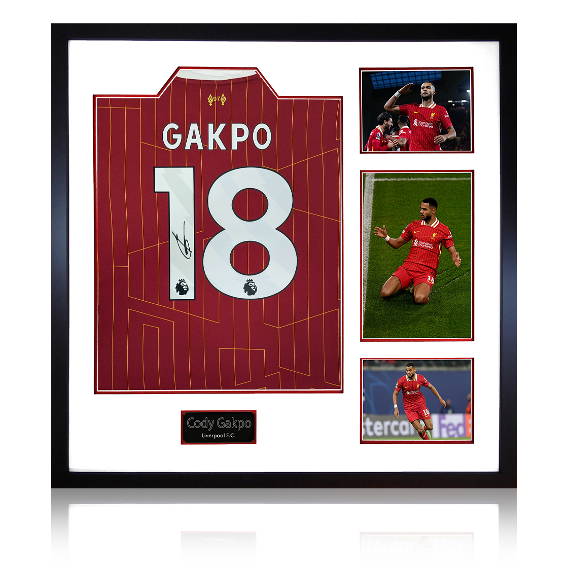 Cody Gakpo Signed Liverpool Shirt Elite Frame (AFTAL Authentication)