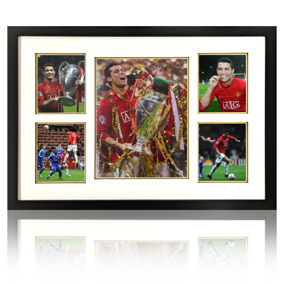 Cristiano Ronaldo Signed Manchester United Champions League Final Image Premium Frame (Beckett)