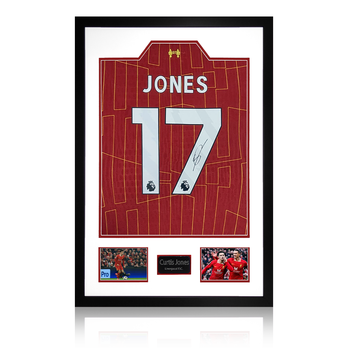 Curtis Jones Signed Liverpool Shirt Premium Frame (AFTAL Authentication)