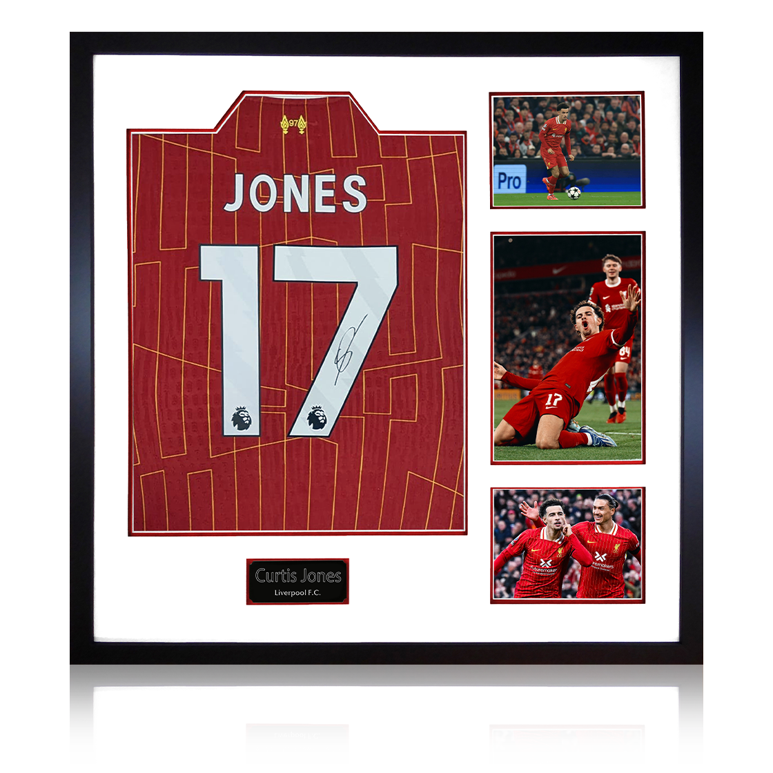 Curtis Jones Signed Liverpool Shirt Elite Frame (AFTAL Authentication)