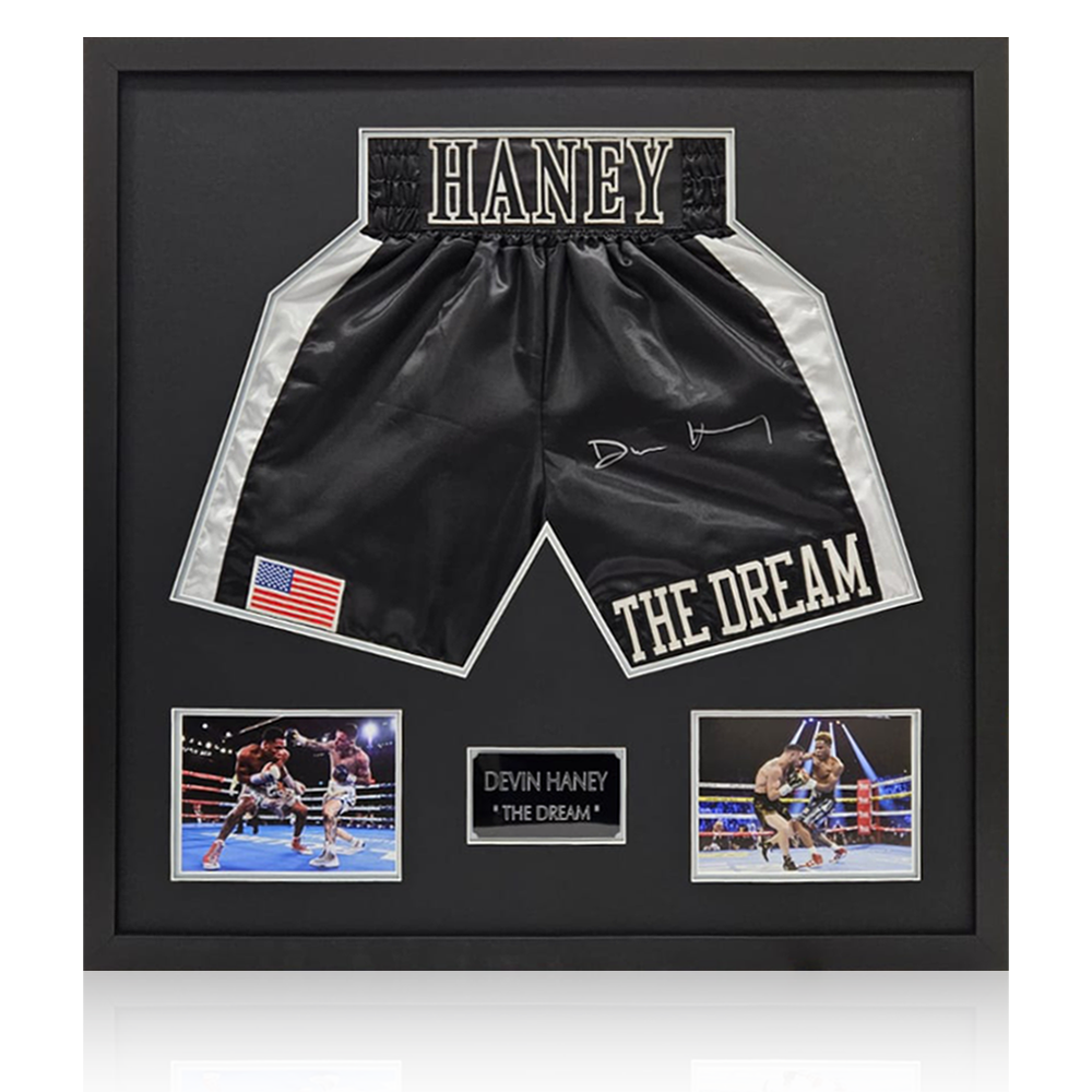 Devin Haney Signed Boxing Shorts Elite Frame