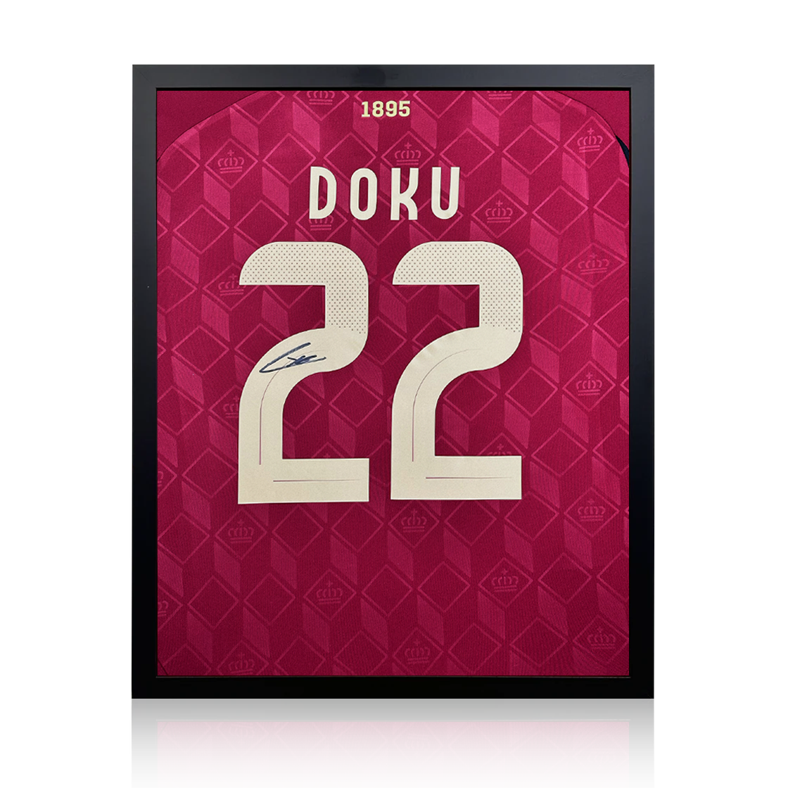 Jérémy Doku Signed Belgium Shirt Compact Frame