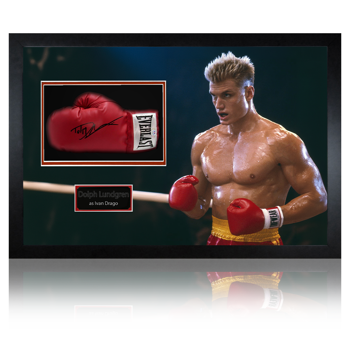 Dolph Lundgren Signed Rocky IV Boxing Glove Iconic Frame (PSA)