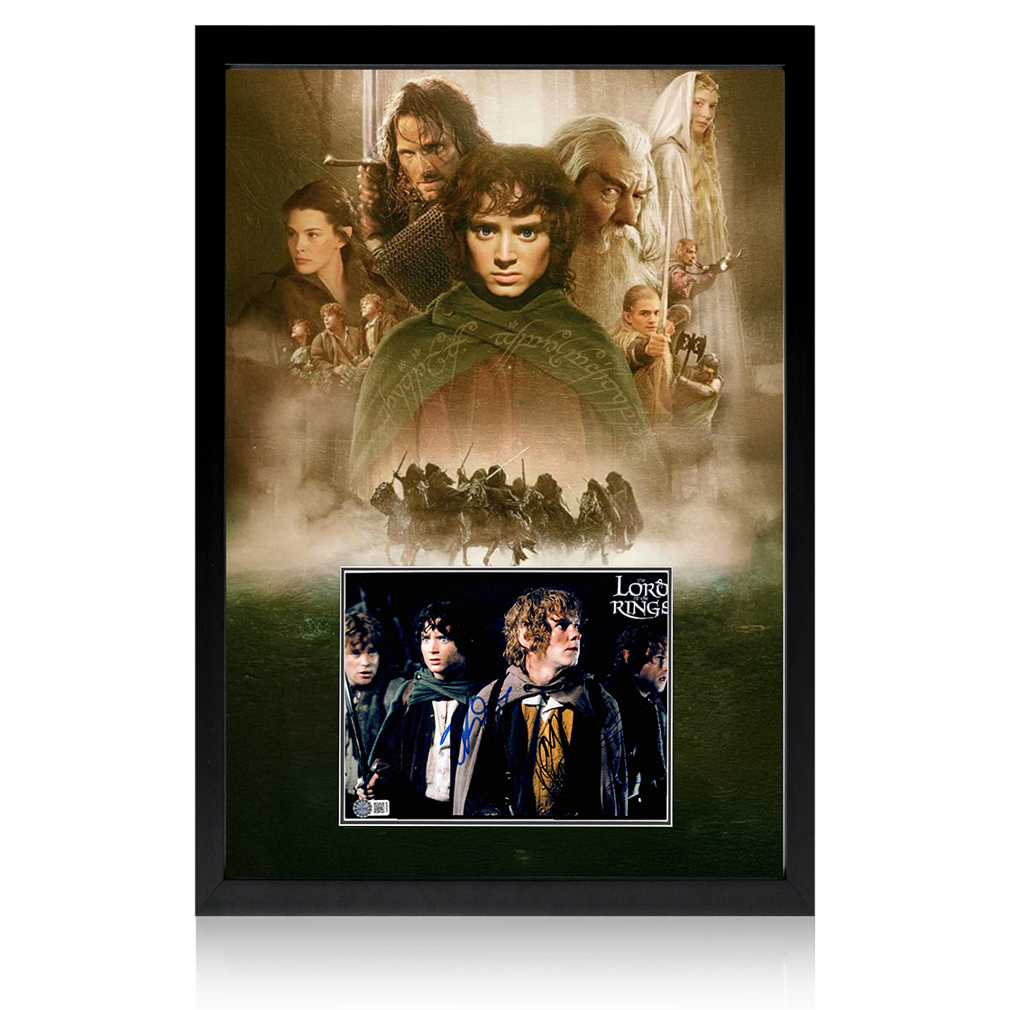 Elijah Wood, Billy Boyd & Dominic Monaghan Signed The Lord of the Rings Image Iconic Frame (AFTAL Authentication)