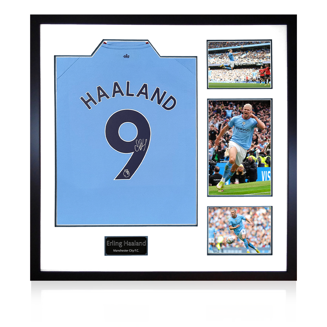 Erling Haaland Signed 22/23 Man City Shirt Elite Frame