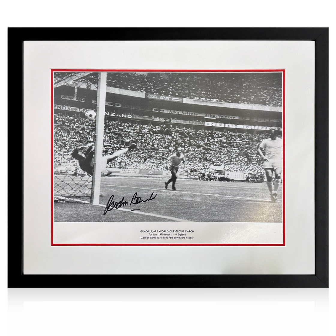 Gordon Banks Signed Greatest Save Deluxe Mount Display