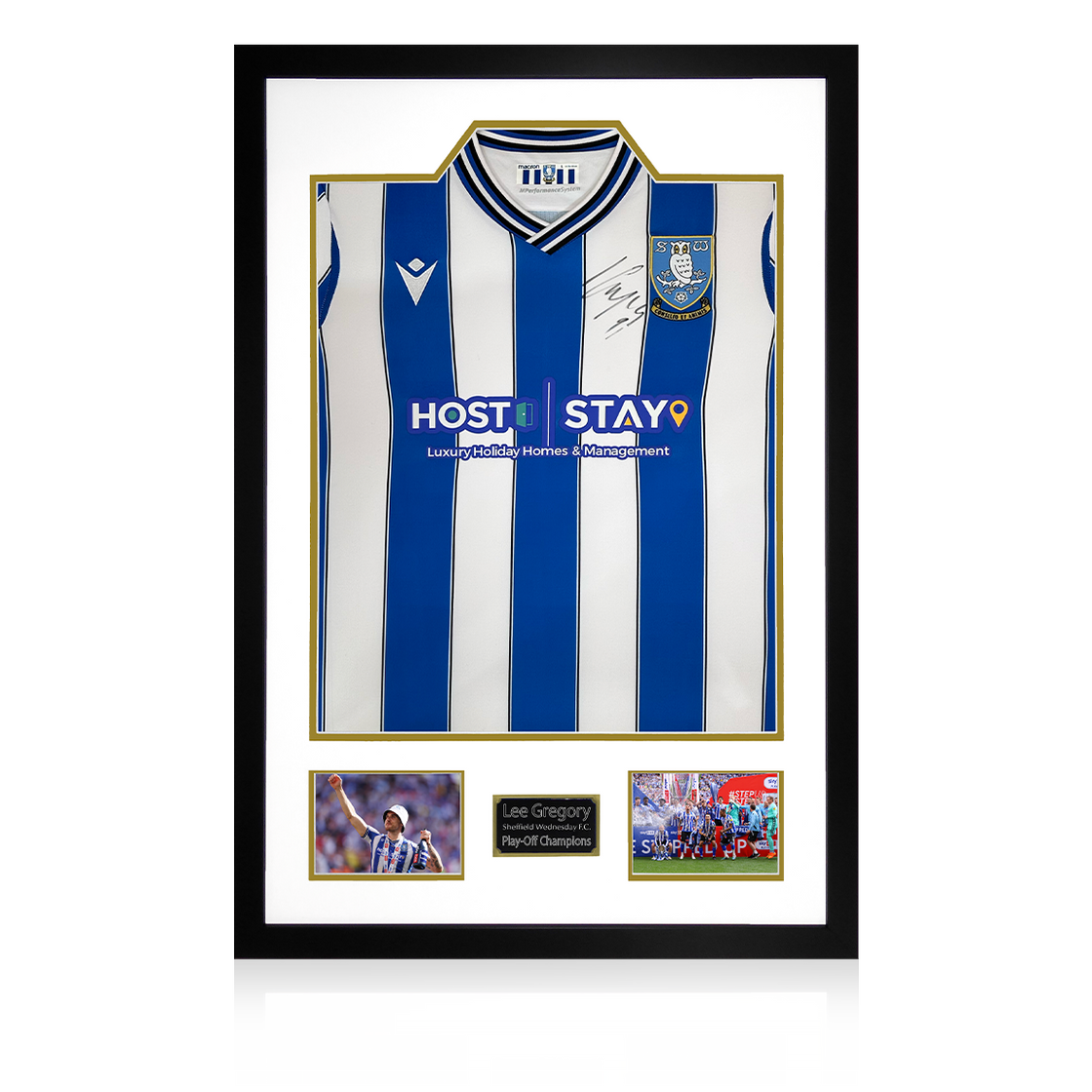 Lee Gregory Signed SWFC Play-Off Final Shirt Display