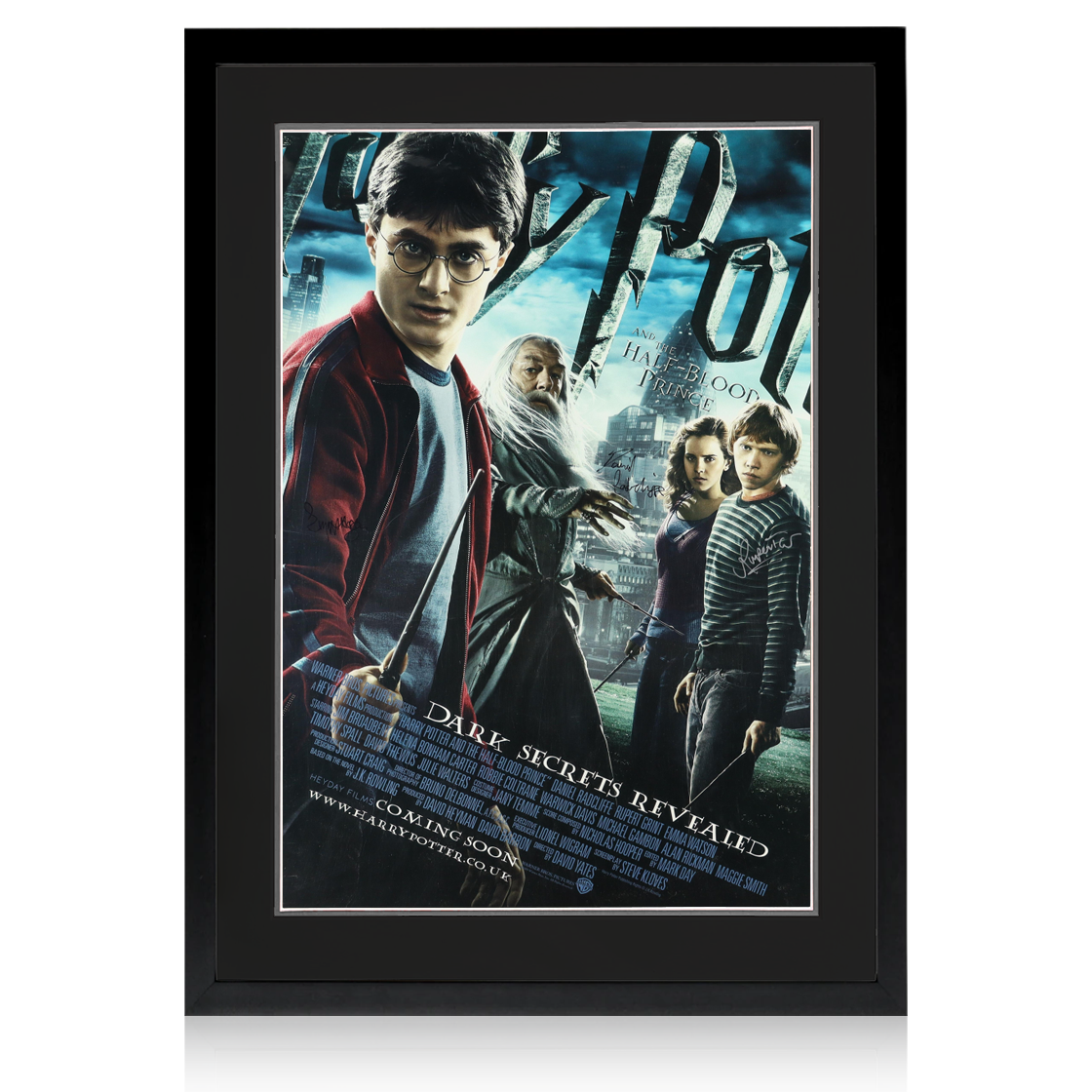 Daniel Radcliffe, Emma Watson & Rupert Grint Signed "Harry Potter and the Half-Blood Prince" Poster Iconic Frame (ACOA)