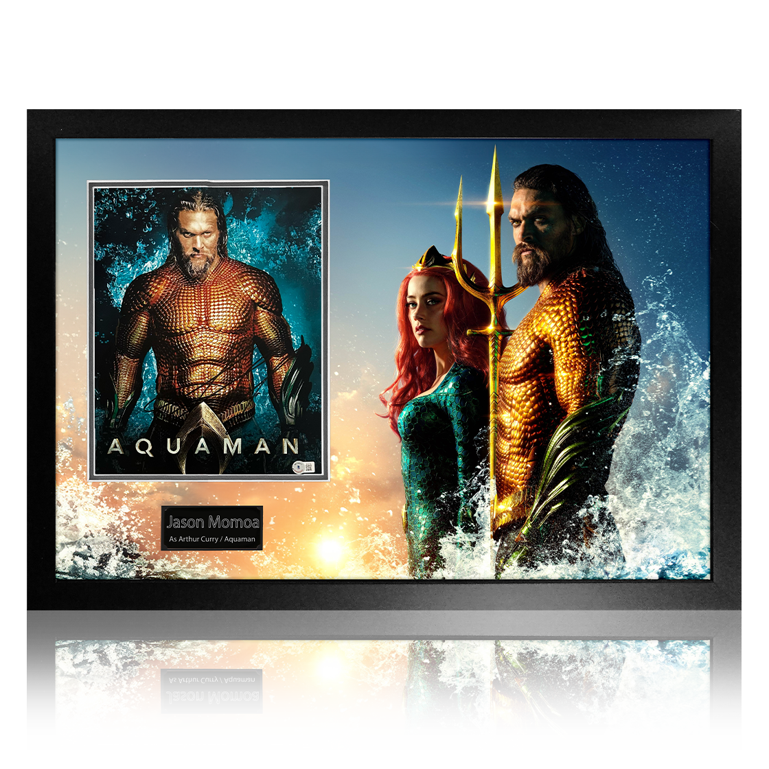 Jason Momoa Signed Aquaman Image Premium Frame (Beckett)