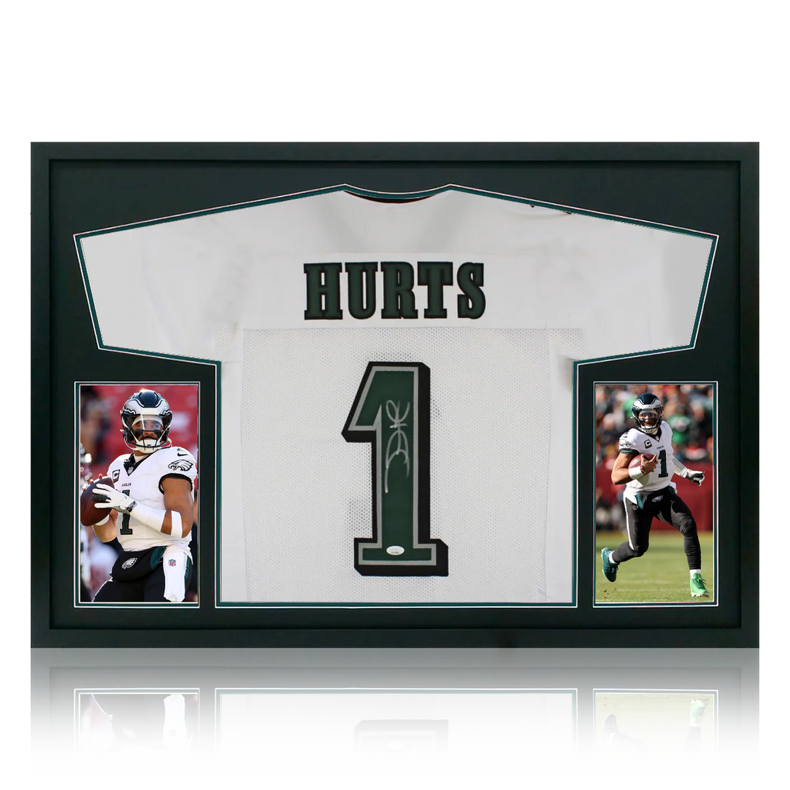 Jalen Hurts Signed Philadelphia Eagles Jersey Display (JSA)