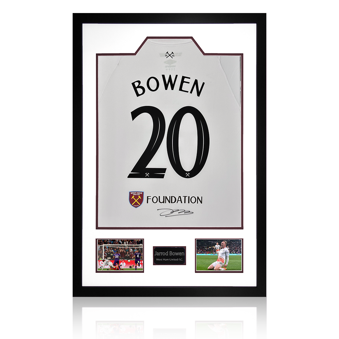 Jarrod Bowen Signed West Ham United 22/23 Away Shirt Premium Frame