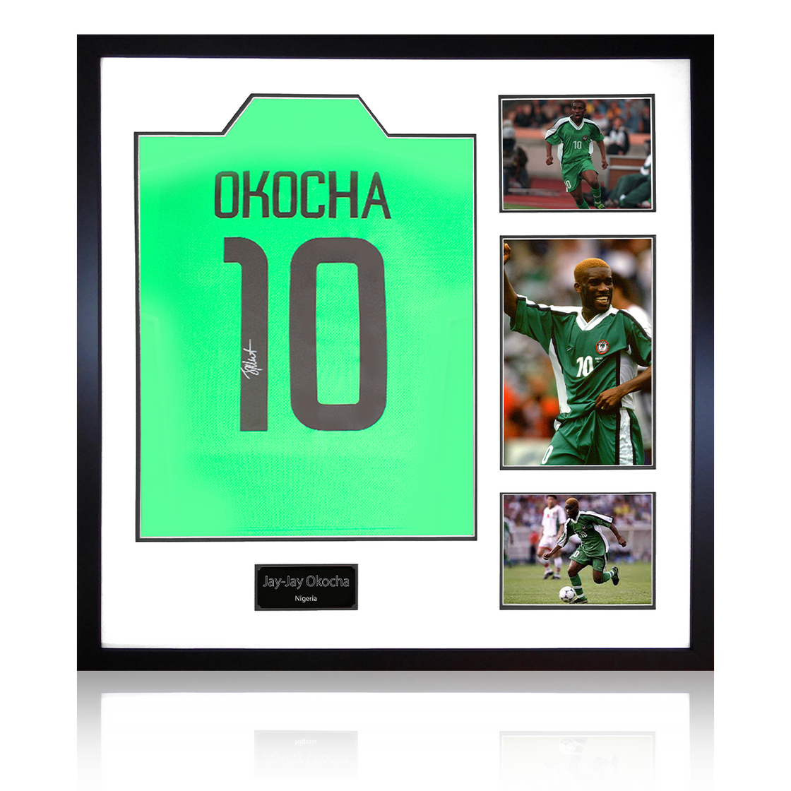 Jay-Jay Okocha Signed Nigeria Shirt Elite Frame