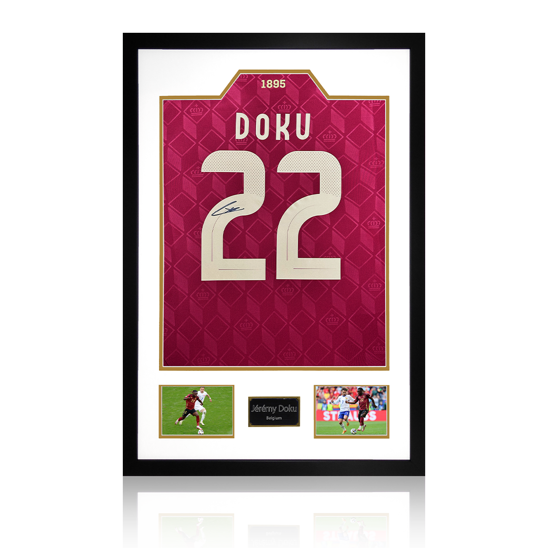 Jérémy Doku Signed Belgium Shirt Premium Frame