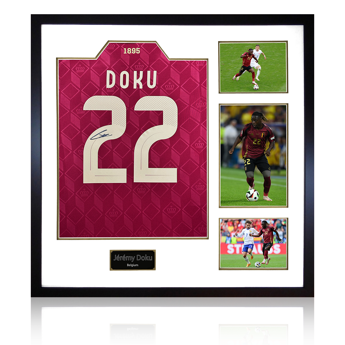 Jérémy Doku Signed Belgium Shirt Elite Frame