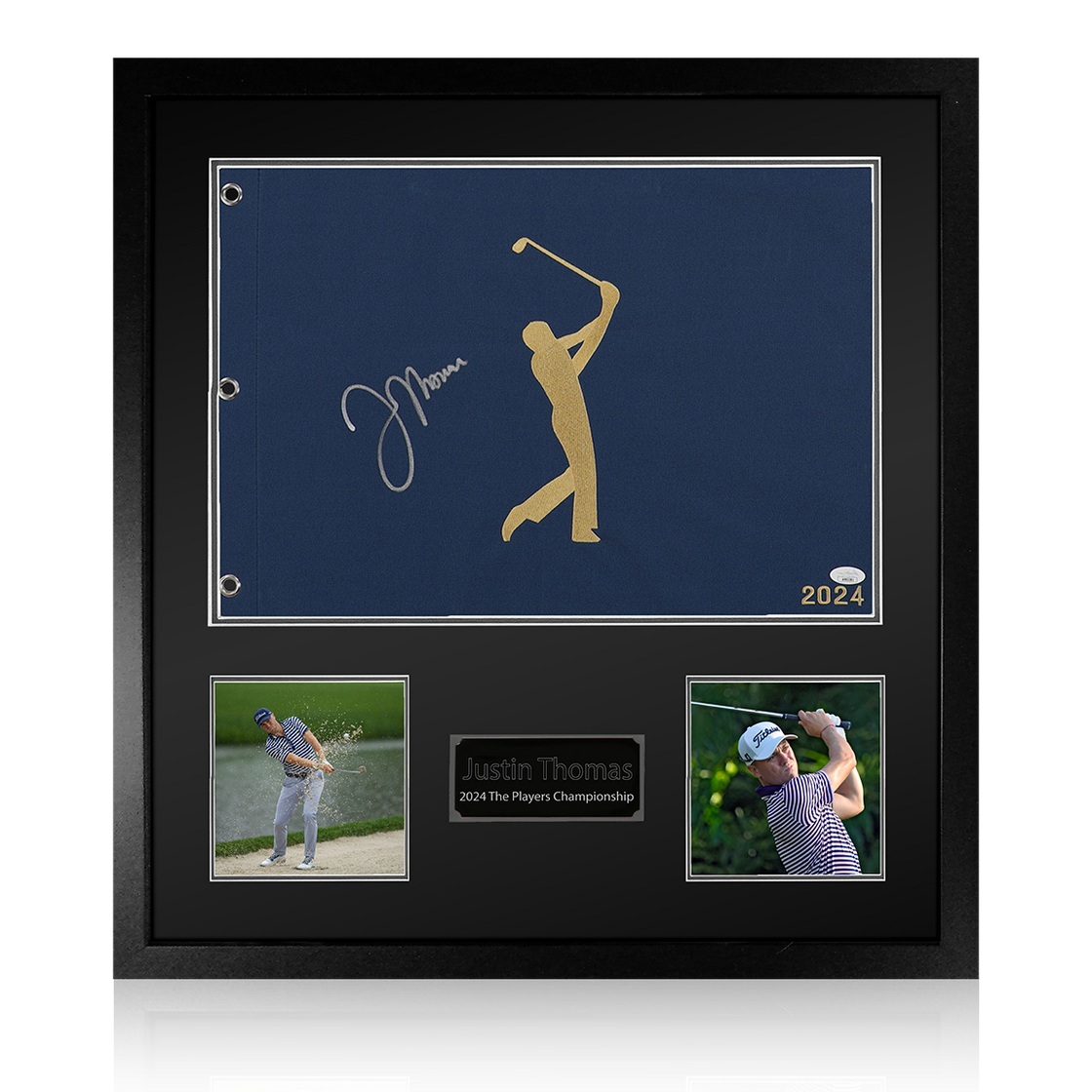 Justin Thomas Signed The Players Tournament Pin Flag Display (JSA)