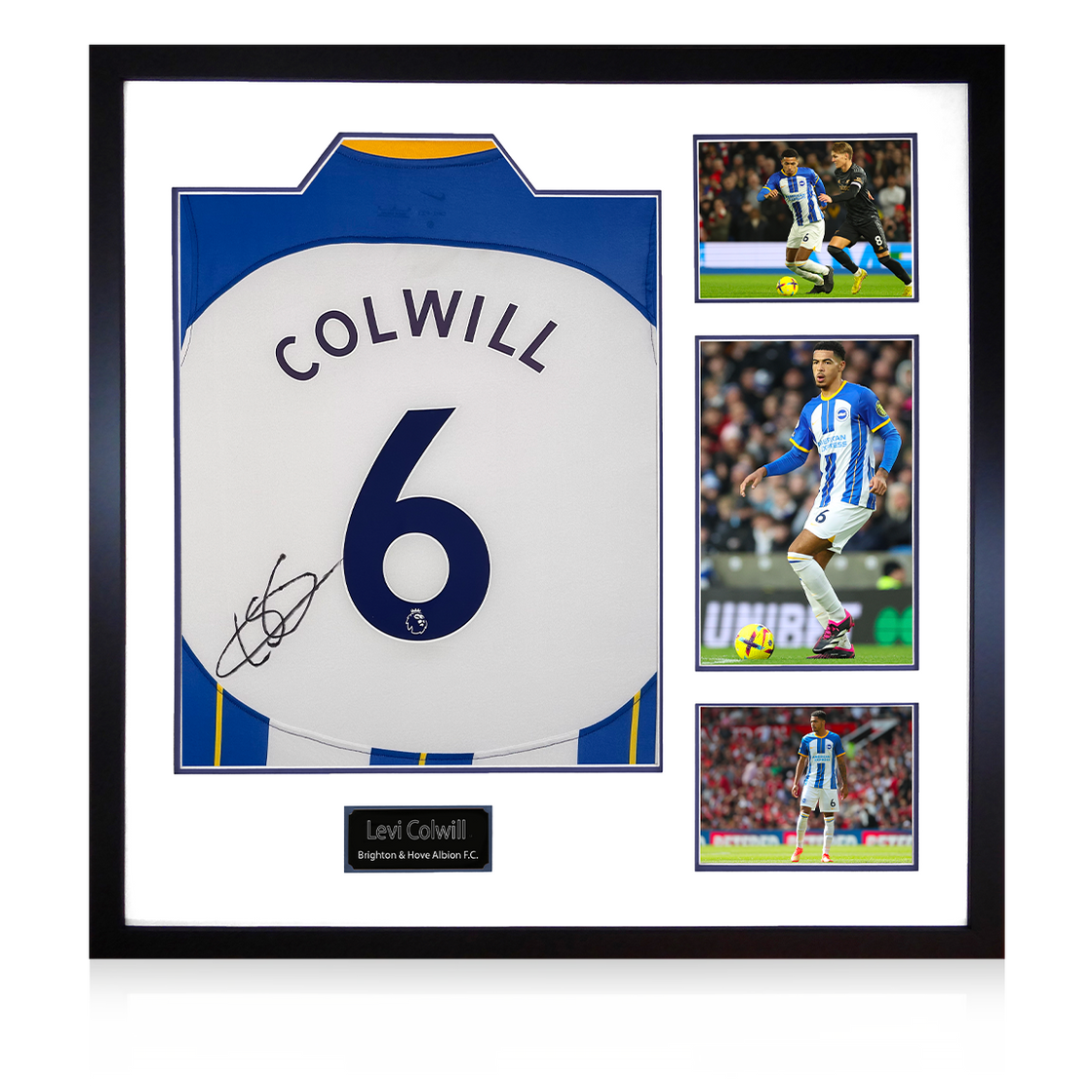 Levi Colwill Signed Brighton & Hove Albion Shirt Elite Frame