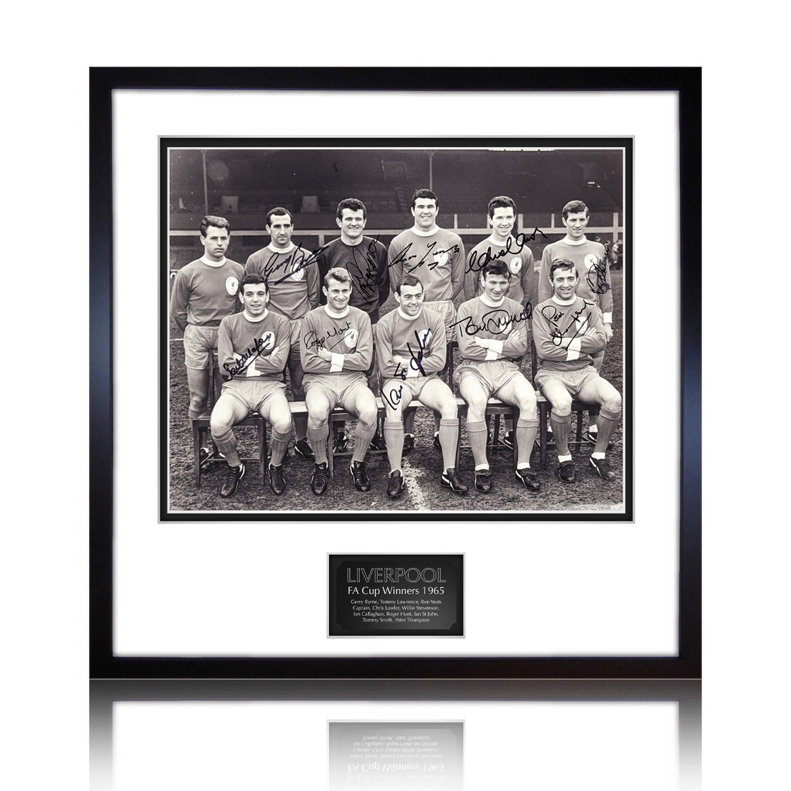 Liverpool 65' Squad Signed By 10 Deluxe Mount Display