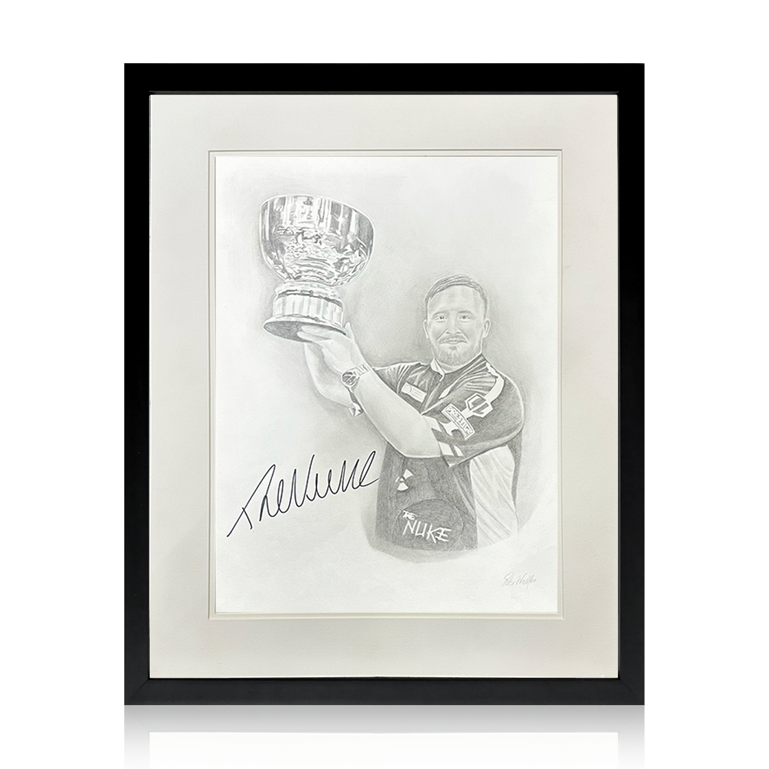 Luke Littler Signed Sketched Image Deluxe Mount Frame