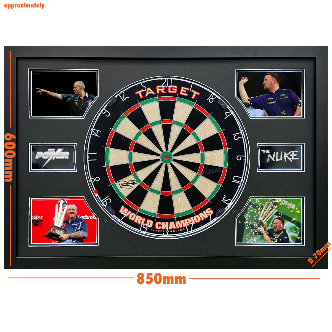 Luke Littler & Phil Taylor Signed Dartboard Premium Frame