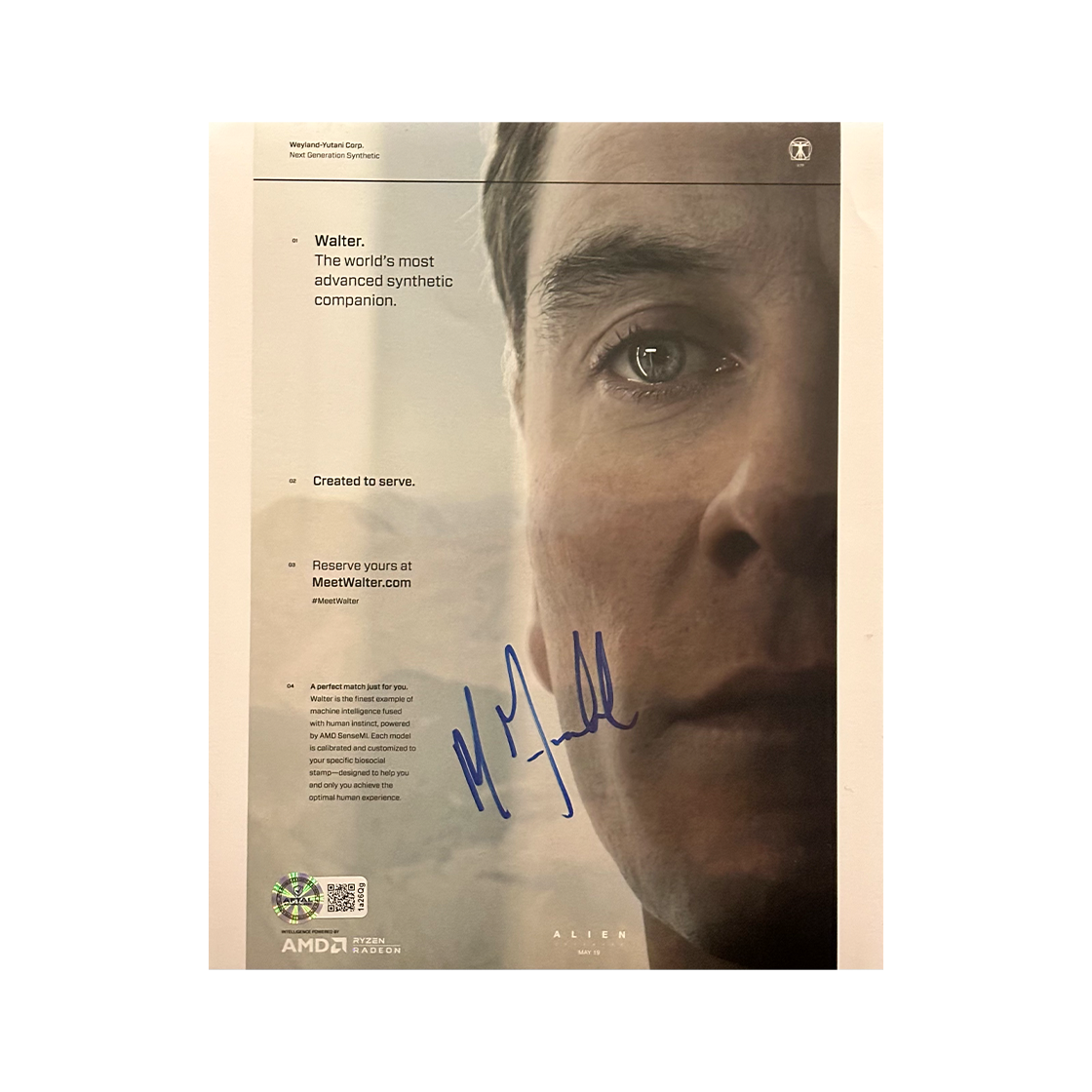 Michael Fassbender Signed Prometheus 10x8 Image 2 (AFTAL Authenticated)