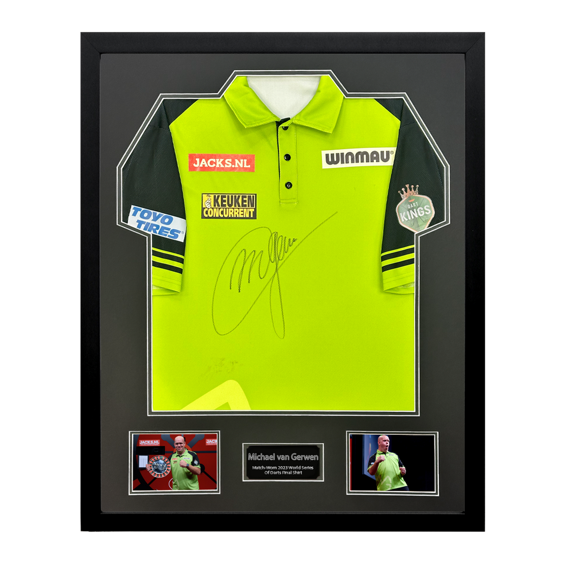 Michael van Gerwen Signed Match-Worn 2023 World Series Of Darts Shirt #2 Premium Frame