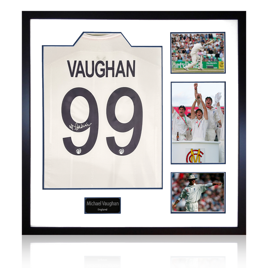 Michael Vaughan Signed England Test Shirt Elite Frame