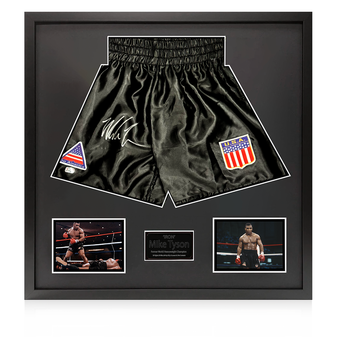 Mike Tyson Signed Shorts Elite Frame