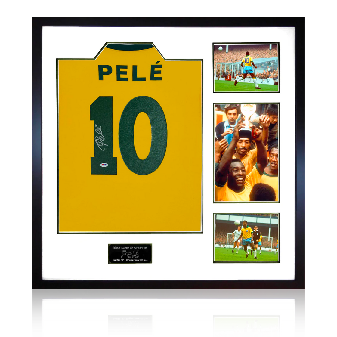 Pele Back Signed Framed Shirt Elite Frame (PSA)